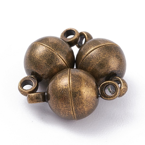 PandaHall Round Brass Magnetic Clasps with Loops, Antique Bronze, 11.5x6mm, Hole: 1.2mm Brass Round
PandaHall Round Brass Magnetic Clasps with Loops, Antique Bronze, 11.5x6mm, Hole: 1.2mm Brass Round