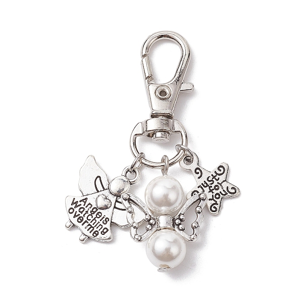 PandaHall Angel & Star Pendant Decoration, with Shell Pearls Beads and Alloy Swivel Lobster Claw Clasps, Antique Silver & Platinum, 54mm..., White
PandaHall Angel & Star Pendant Decoration, with Shell Pearls Beads and Alloy Swivel Lobster Claw Clasps, Antique Silver & Platinum, 54mm..., White