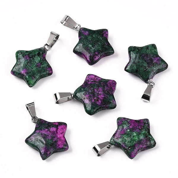 PandaHall Star Dyed Natural Ruby in Zoisite Pendants, with Platinum Tone Brass Findings, 22~23x20~24x5~7mm, Hole: 2x7mm Ruby in Zoisite Star
PandaHall Star Dyed Natural Ruby in Zoisite Pendants, with Platinum Tone Brass Findings, 22~23x20~24x5~7mm, Hole: 2x7mm Ruby in Zoisite Star
