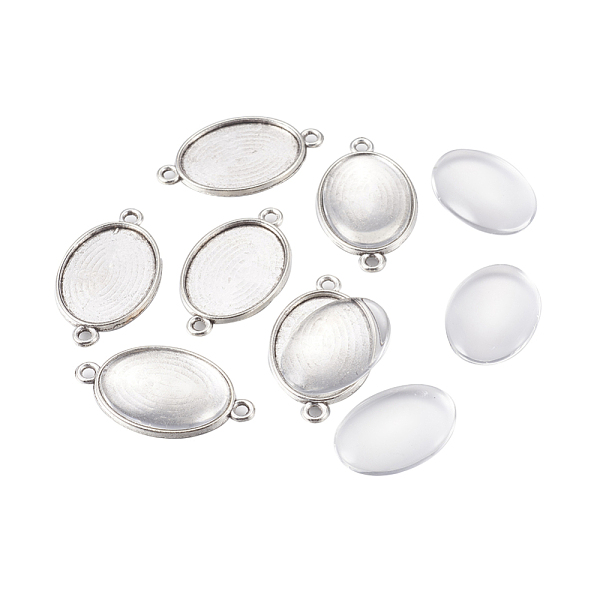 PandaHall DIY Link Making, with Tibetan Style Alloy Cabochon Connector Settings and Glass Cabochons, Oval, Antique Silver, 36x20.5x1.5mm..., Clear
PandaHall DIY Link Making, with Tibetan Style Alloy Cabochon Connector Settings and Glass Cabochons, Oval, Antique Silver, 36x20.5x1.5mm..., Clear