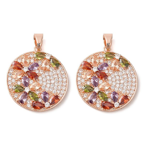 PandaHall Brass Micro Pave Cubic Zirconia Pendants, Long-Lasting Plated, Rose Gold, Flat Round with Flower Charm, Colorful, 27x24.5x3.5mm...
PandaHall Brass Micro Pave Cubic Zirconia Pendants, Long-Lasting Plated, Rose Gold, Flat Round with Flower Charm, Colorful, 27x24.5x3.5mm...