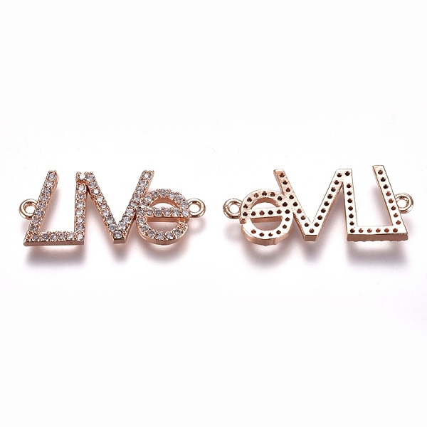 PandaHall Brass Micro Pave Cubic Zirconia Links connectors, Word LOVE, Clear, Rose Gold, 11x25x2.2mm, Hole: 1mm Brass+Cubic Zirconia Word...
PandaHall Brass Micro Pave Cubic Zirconia Links connectors, Word LOVE, Clear, Rose Gold, 11x25x2.2mm, Hole: 1mm Brass+Cubic Zirconia Word...