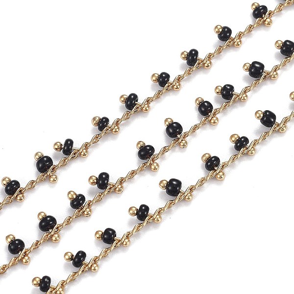 PandaHall Brass Handmade Glass Beaded Chains, with Spool, Soldered, Long-Lasting Plated, Real 18K Gold Plated, Rondelle, Black, Links...
PandaHall Brass Handmade Glass Beaded Chains, with Spool, Soldered, Long-Lasting Plated, Real 18K Gold Plated, Rondelle, Black, Links...