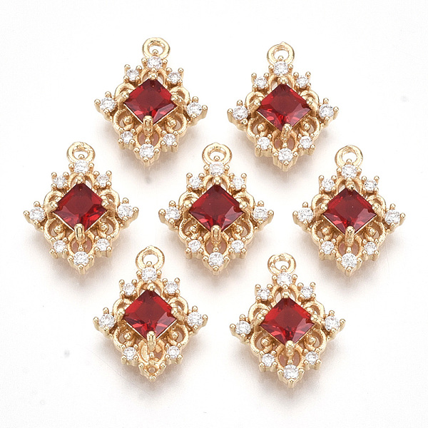 PandaHall Golden Tone Brass Pendants, with Faceted Glass and Clear Rhinestone, Rhombus, Red, 14.5x11x4mm, Hole: 1.2mm, Diagonal Length...
PandaHall Golden Tone Brass Pendants, with Faceted Glass and Clear Rhinestone, Rhombus, Red, 14.5x11x4mm, Hole: 1.2mm, Diagonal Length...