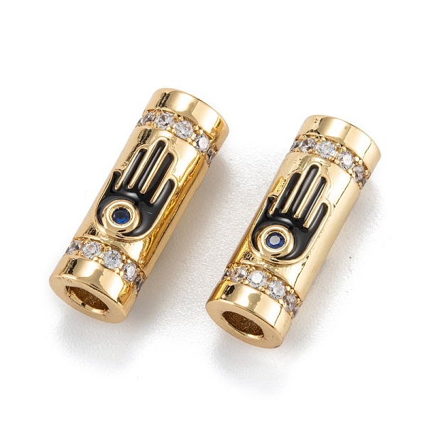PandaHall Real 18K Gold Plated Brass Micro Pave Clear Cubic Zirconia Tube Beads, with Enamel, Column with Hamsa Hand, Black, 18x8x7mm, Hole...
PandaHall Real 18K Gold Plated Brass Micro Pave Clear Cubic Zirconia Tube Beads, with Enamel, Column with Hamsa Hand, Black, 18x8x7mm, Hole...