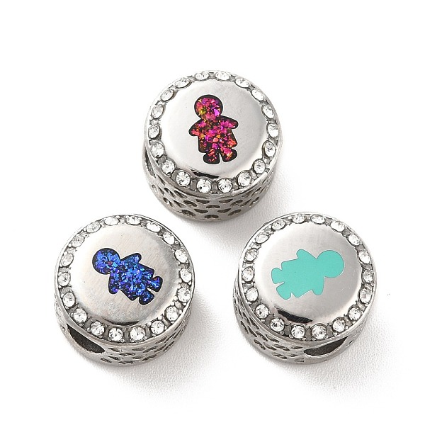 PandaHall 304 Stainless Steel European Beads, with Enamel & Rhinestone, Large Hole Beads, Stainless Steel Color, Flat Round with Human..., Multicolor
PandaHall 304 Stainless Steel European Beads, with Enamel & Rhinestone, Large Hole Beads, Stainless Steel Color, Flat Round with Human..., Multicolor