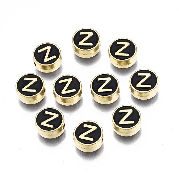 PandaHall Alloy Enamel Beads, Cadmium Free & Lead Free, Light Gold, Flat Round with Alphabet, Black, Letter.Z, 8x4mm, Hole: 1.5mm...
PandaHall Alloy Enamel Beads, Cadmium Free & Lead Free, Light Gold, Flat Round with Alphabet, Black, Letter.Z, 8x4mm, Hole: 1.5mm...