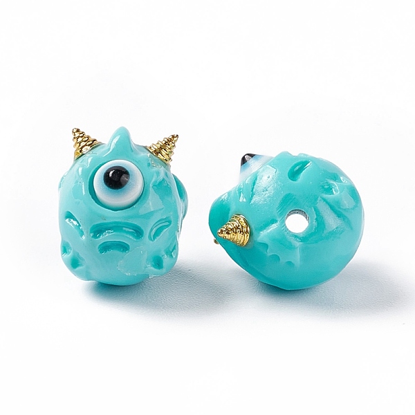 PandaHall Halloween Opaque Resin Beads, with Golden Tone Alloy Horns, Single-Eye Monster, Cyan, 13x10.5x12mm, Hole: 1.8mm Resin Others Cyan
PandaHall Halloween Opaque Resin Beads, with Golden Tone Alloy Horns, Single-Eye Monster, Cyan, 13x10.5x12mm, Hole: 1.8mm Resin Others Cyan