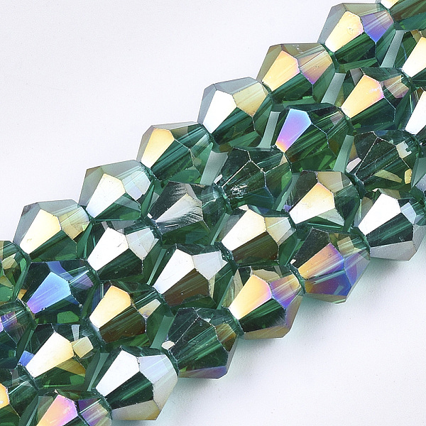 PandaHall Electroplate Glass Beads Strands, AB Color Plated, Faceted, Bicone, Light Sea Green, 6x5.5~6mm, Hole: 1mm, about 44~47pcs/strand...
PandaHall Electroplate Glass Beads Strands, AB Color Plated, Faceted, Bicone, Light Sea Green, 6x5.5~6mm, Hole: 1mm, about 44~47pcs/strand...