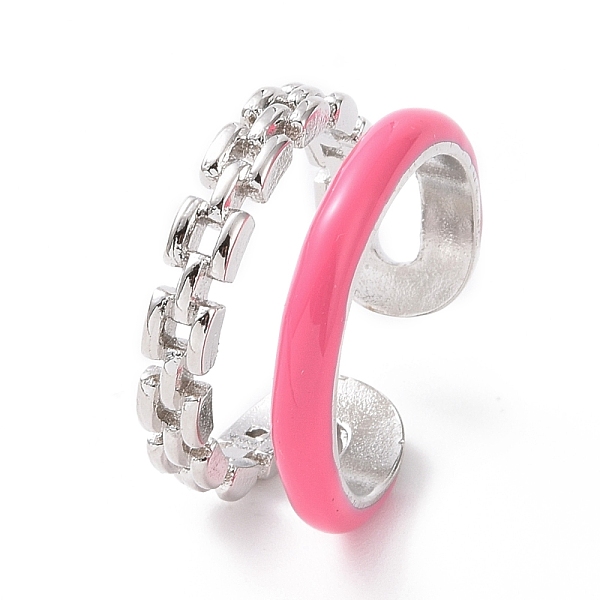 PandaHall Enamel Double Line Open Cuff Ring, Platinum Plated Brass Jewelry for Women, Deep Pink, US Size 6(16.5mm) Brass
PandaHall Enamel Double Line Open Cuff Ring, Platinum Plated Brass Jewelry for Women, Deep Pink, US Size 6(16.5mm) Brass