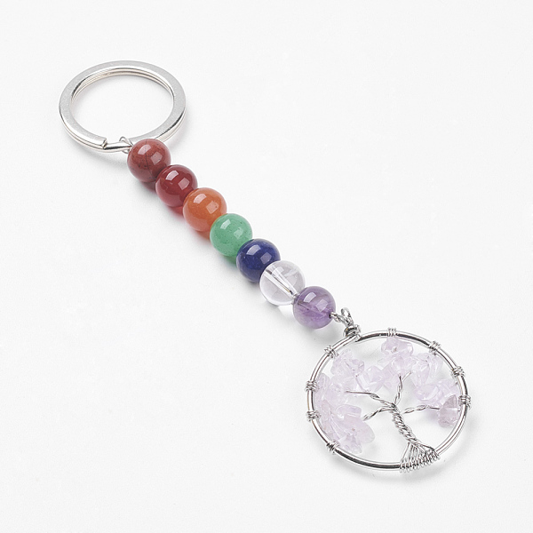 PandaHall Gemstone and Natural Quartz Crystal Chakra Keychain, with Alloy Key Rings and Brass Pendants, Ring with Tree of Life, Platinum...
PandaHall Gemstone and Natural Quartz Crystal Chakra Keychain, with Alloy Key Rings and Brass Pendants, Ring with Tree of Life, Platinum...