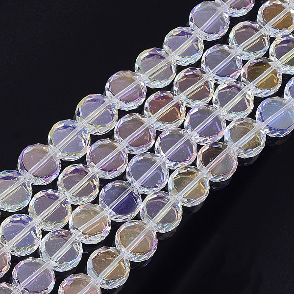 PandaHall Electroplate Glass Beads Strands, AB Color Plated, Faceted, Flat Round, Clear AB, 12x5~5.5mm, Hole: 1mm, about 50pcs/strand, 22.8..., White
PandaHall Electroplate Glass Beads Strands, AB Color Plated, Faceted, Flat Round, Clear AB, 12x5~5.5mm, Hole: 1mm, about 50pcs/strand, 22.8..., White