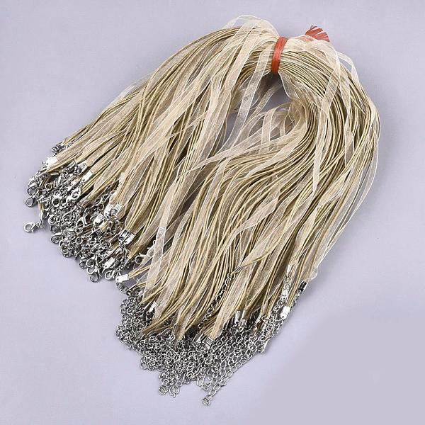 PandaHall Waxed Cord and Organza Ribbon Necklace Making, with Iron Lobster Claw Clasps, Platinum, BurlyWood, 17.6 inch~17.8 inch(45~45.5cm)..., Orange
PandaHall Waxed Cord and Organza Ribbon Necklace Making, with Iron Lobster Claw Clasps, Platinum, BurlyWood, 17.6 inch~17.8 inch(45~45.5cm)..., Orange