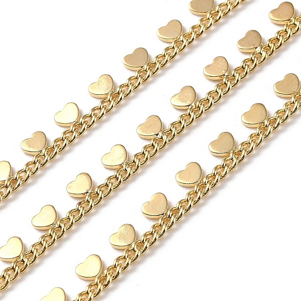 PandaHall Handmade Brass Curb Chains, with Heart Charms, Soldered, Golden, Link: 2x1.5x0.3mm Brass
PandaHall Handmade Brass Curb Chains, with Heart Charms, Soldered, Golden, Link: 2x1.5x0.3mm Brass