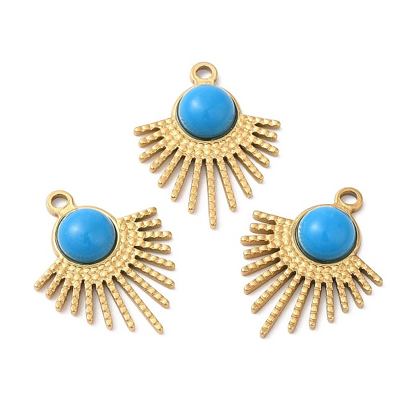 PandaHall Ion Plating(IP) 304 Stainless Steel Pendants, Fan Charms, with Synthetic Turquoise, Golden, 26x20.5x5mm, Hole: 1.8mm Turquoise Fan
PandaHall Ion Plating(IP) 304 Stainless Steel Pendants, Fan Charms, with Synthetic Turquoise, Golden, 26x20.5x5mm, Hole: 1.8mm Turquoise Fan