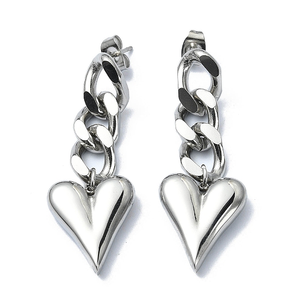 PandaHall 304 Stainless Steel Heart Dangle Stud Earrings, Curb Chains Drop Earrings, Stainless Steel Color, 45x16mm 304 Stainless Steel...
PandaHall 304 Stainless Steel Heart Dangle Stud Earrings, Curb Chains Drop Earrings, Stainless Steel Color, 45x16mm 304 Stainless Steel...