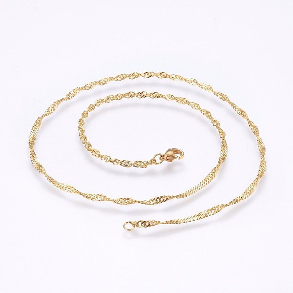 PandaHall 304 Stainless Steel Singapore Chain Necklaces, Water Wave Chain Necklaces, with Lobster Claw Clasps, Golden, 17.7 inch(45cm)...
PandaHall 304 Stainless Steel Singapore Chain Necklaces, Water Wave Chain Necklaces, with Lobster Claw Clasps, Golden, 17.7 inch(45cm)...