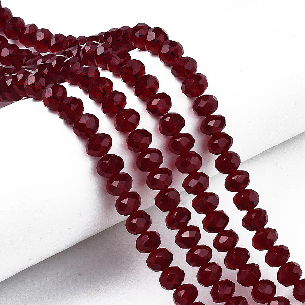 PandaHall Glass Beads Strands, Faceted, Rondelle, Dark Red, 8x6mm, Hole: 1mm, about 65~68pcs/strand, 15.7~16.1 inch(40~41cm) Glass Rondelle
PandaHall Glass Beads Strands, Faceted, Rondelle, Dark Red, 8x6mm, Hole: 1mm, about 65~68pcs/strand, 15.7~16.1 inch(40~41cm) Glass Rondelle