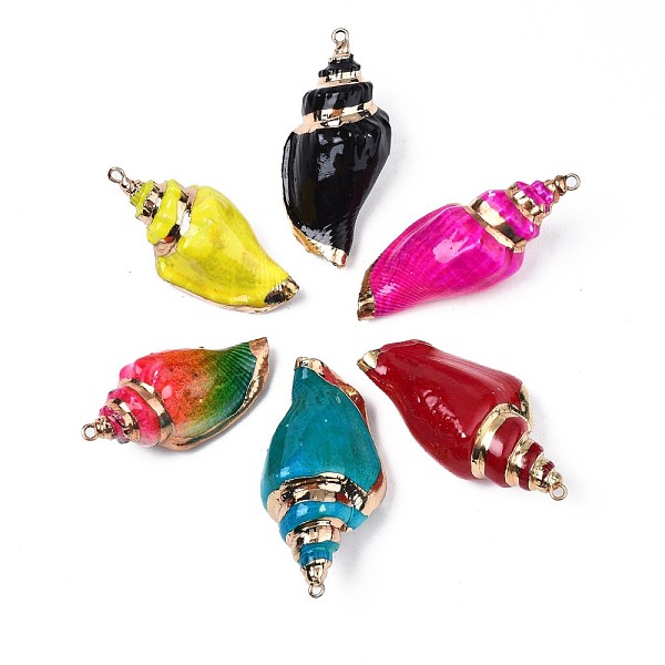 PandaHall Spray Paint & Electroplate Spiral Shell Pendants, with Iron Findings, Light Gold, Mixed Color, 36~50x16~24x14~20mm, Hole: 2mm..., Multicolor
PandaHall Spray Paint & Electroplate Spiral Shell Pendants, with Iron Findings, Light Gold, Mixed Color, 36~50x16~24x14~20mm, Hole: 2mm..., Multicolor