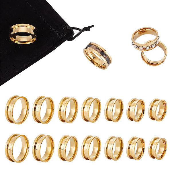 PandaHall Unicraftale 14Pcs 7 Size Titanium Steel Grooved Finger Rings Set, with 1Pc Rectangle Velvet Pouches, Golden, Inner Diameter...
PandaHall Unicraftale 14Pcs 7 Size Titanium Steel Grooved Finger Rings Set, with 1Pc Rectangle Velvet Pouches, Golden, Inner Diameter...