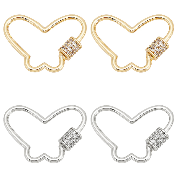 PandaHall WADORN 4Pcs 2 Colors Butterfly Brass Micro Pave Clear Cubic Zirconia Screw Carabiner Lock Charms, for Necklaces Making, Platinum &...
PandaHall WADORN 4Pcs 2 Colors Butterfly Brass Micro Pave Clear Cubic Zirconia Screw Carabiner Lock Charms, for Necklaces Making, Platinum &...