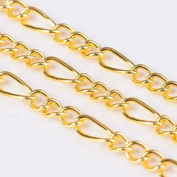 PandaHall Iron Handmade Chains Figaro Chains Mother-Son Chains, Unwelded, Golden, with Spool, Mother Link: 3x7mm, 1mm thick, Son Link...
PandaHall Iron Handmade Chains Figaro Chains Mother-Son Chains, Unwelded, Golden, with Spool, Mother Link: 3x7mm, 1mm thick, Son Link...