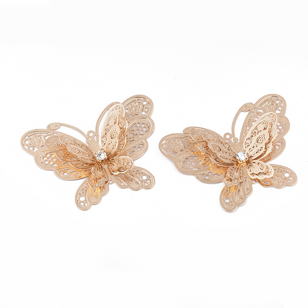 PandaHall Brass Filigree Joiners Links, with Crystal Rhinestone, Butterfly, Light Gold, 37x50x9mm, Hole: 1.2mm Brass+Rhinestone Butterfly
PandaHall Brass Filigree Joiners Links, with Crystal Rhinestone, Butterfly, Light Gold, 37x50x9mm, Hole: 1.2mm Brass+Rhinestone Butterfly
