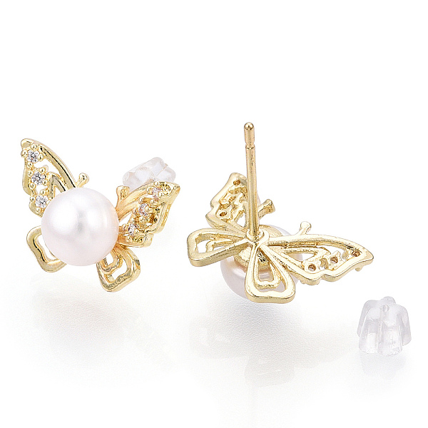 PandaHall Brass Rhinestone Butterfly & Natural Pearl Stud Earrings, with 925 Sterling Silver Pins, Real 18K Gold Plated, 10x14.5mm, Pin...
PandaHall Brass Rhinestone Butterfly & Natural Pearl Stud Earrings, with 925 Sterling Silver Pins, Real 18K Gold Plated, 10x14.5mm, Pin...