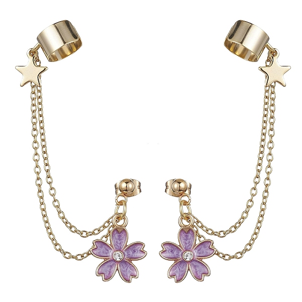 PandaHall Light Gold 304 Stainless Steel Cuff Earring Chains with Rhinestone, Star & Flower Alloy Enamel Dangle Stud Earrings Crawler..., Clear
PandaHall Light Gold 304 Stainless Steel Cuff Earring Chains with Rhinestone, Star & Flower Alloy Enamel Dangle Stud Earrings Crawler..., Clear