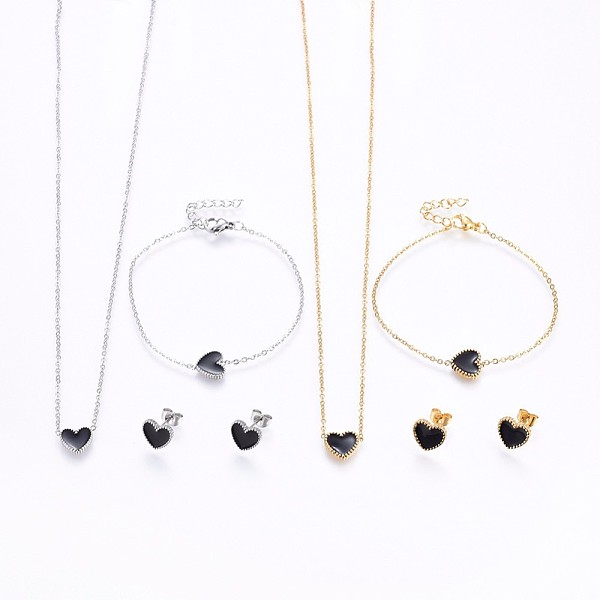 PandaHall 304 Stainless Steel Jewelry Sets, Pendant Necklaces & Stud Earrings & Bracelets, with Enamel, Heart, Mixed Color, 16.93 inch(43cm)..., Multicolor
PandaHall 304 Stainless Steel Jewelry Sets, Pendant Necklaces & Stud Earrings & Bracelets, with Enamel, Heart, Mixed Color, 16.93 inch(43cm)..., Multicolor