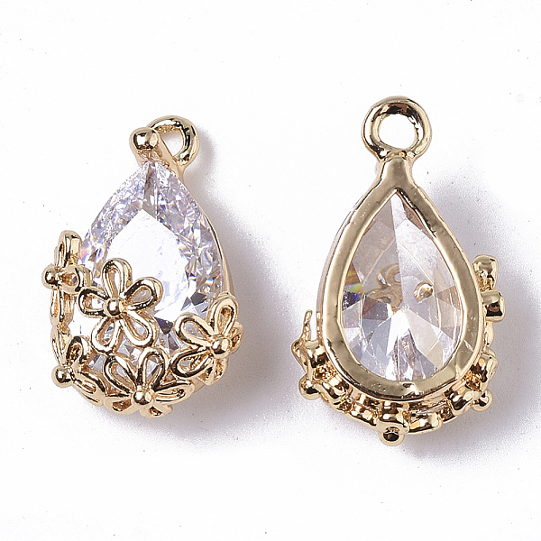 PandaHall Brass Pendants, with Faceted Glass, teardrop, with Flower, Real 18K Gold Plated, Nickel Free, Clear, 17x10x7mm, Hole: 1.4mm...
PandaHall Brass Pendants, with Faceted Glass, teardrop, with Flower, Real 18K Gold Plated, Nickel Free, Clear, 17x10x7mm, Hole: 1.4mm...