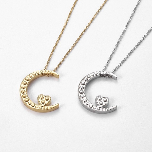 PandaHall 304 Stainless Steel Pendant Necklaces, with Cable Chains, Moon with Heart, Mixed Color, 17.32 inch(44cm), Pendant: 28x23x4mm 304...
PandaHall 304 Stainless Steel Pendant Necklaces, with Cable Chains, Moon with Heart, Mixed Color, 17.32 inch(44cm), Pendant: 28x23x4mm 304...