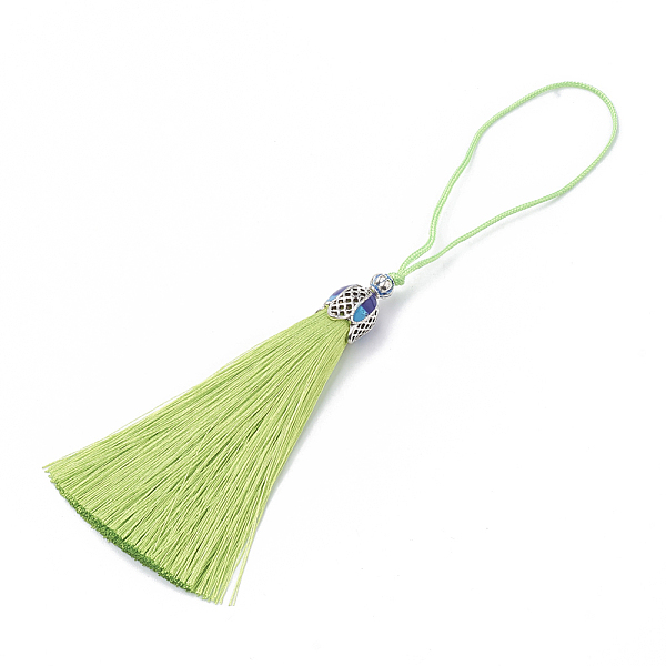 PandaHall Nylon Tassel Big Pendant Decorations, with Enamel and Alloy Findings, Platinum, Green Yellow, 80~84x10.5~11mm Nylon Green
PandaHall Nylon Tassel Big Pendant Decorations, with Enamel and Alloy Findings, Platinum, Green Yellow, 80~84x10.5~11mm Nylon Green