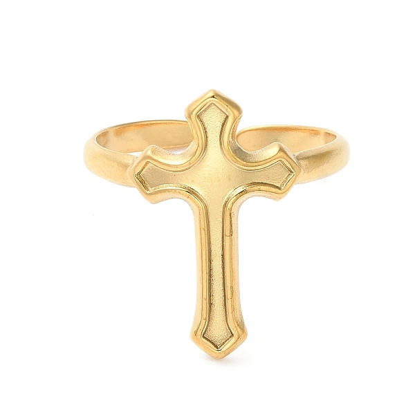 PandaHall Ion Plating(IP) 304 Stainless Steel Cross Open Cuff Ring for Women, Golden, Inner Diameter: 18mm 304 Stainless Steel
PandaHall Ion Plating(IP) 304 Stainless Steel Cross Open Cuff Ring for Women, Golden, Inner Diameter: 18mm 304 Stainless Steel