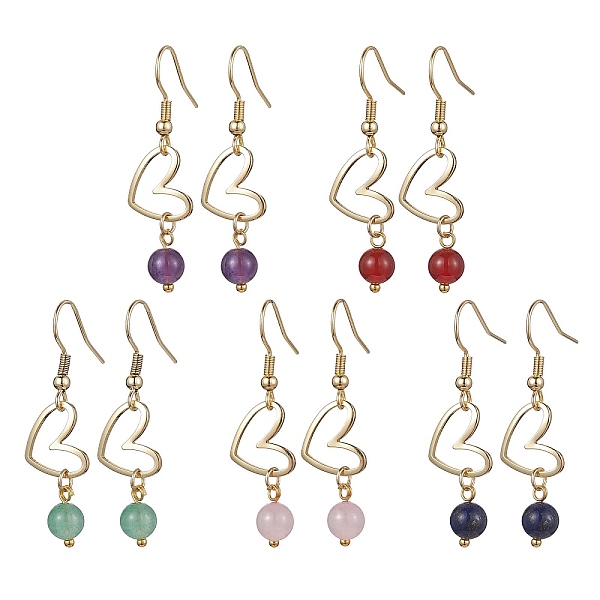 PandaHall Natural Mixed Gemstone Dangle Earrings, Golden Brass Heart Drop Earrings, 41x11mm Mixed Stone Heart
PandaHall Natural Mixed Gemstone Dangle Earrings, Golden Brass Heart Drop Earrings, 41x11mm Mixed Stone Heart
