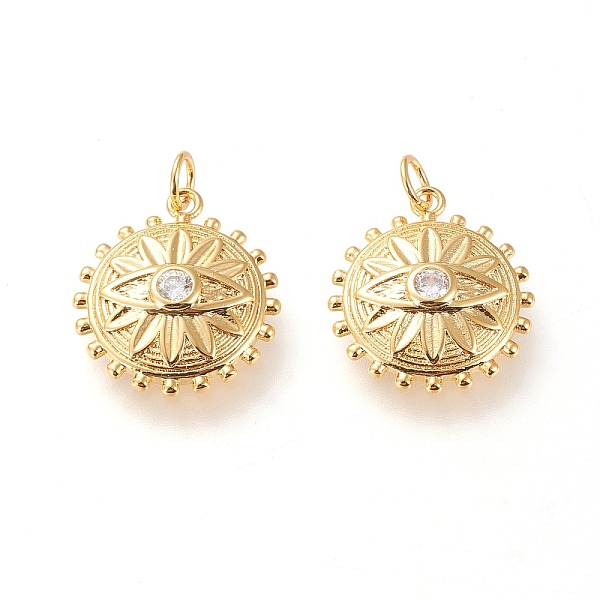 PandaHall Brass Pendants, with Clear Cubic Zirconia and Jump Rings, Long-Lasting Plated, Flat Round with Eye, Real 18K Gold Plated...
PandaHall Brass Pendants, with Clear Cubic Zirconia and Jump Rings, Long-Lasting Plated, Flat Round with Eye, Real 18K Gold Plated...