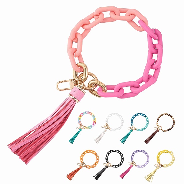PandaHall Chain Link Wristlet Keychain, Acrylic Bracelet Tassel Keychain, with Alloy Findings, Cerise, 28cm Acrylic Others Red
PandaHall Chain Link Wristlet Keychain, Acrylic Bracelet Tassel Keychain, with Alloy Findings, Cerise, 28cm Acrylic Others Red
