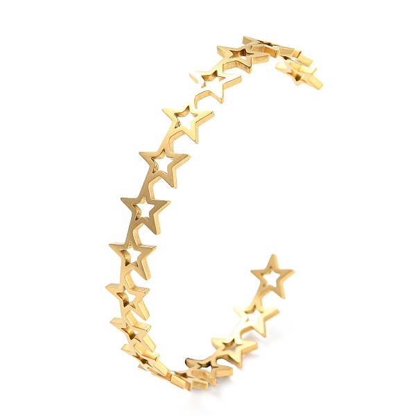 PandaHall Ion Plating(IP) 304 Stainless Steel Cuff Bangles, Hollow Star Open Bangles for Women, Golden, 3/8 inch(0.95cm), Inner Diameter...
PandaHall Ion Plating(IP) 304 Stainless Steel Cuff Bangles, Hollow Star Open Bangles for Women, Golden, 3/8 inch(0.95cm), Inner Diameter...