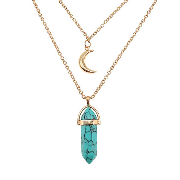 PandaHall Natural Turquoise Cone Pendant Double Layer Necklace, with Moon Charms, 19.69 inch(50cm) Natural Turquoise Cone
PandaHall Natural Turquoise Cone Pendant Double Layer Necklace, with Moon Charms, 19.69 inch(50cm) Natural Turquoise Cone