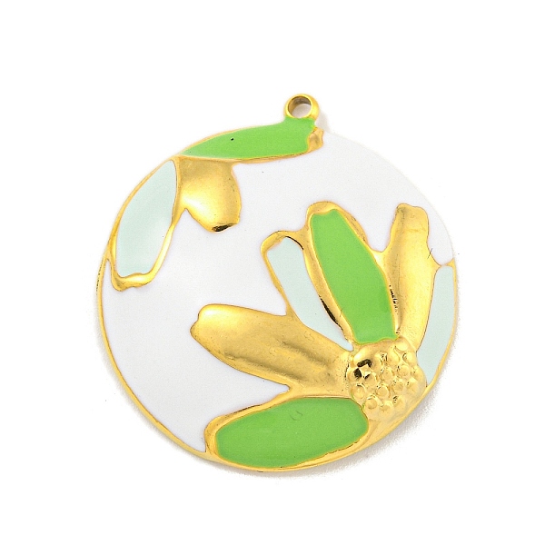 PandaHall Ion Plating(IP) 304 Stainless Steel Pendants, with Enamel, Real 18K Gold Plated, Half Round with Flower Charm, Light Green...
PandaHall Ion Plating(IP) 304 Stainless Steel Pendants, with Enamel, Real 18K Gold Plated, Half Round with Flower Charm, Light Green...