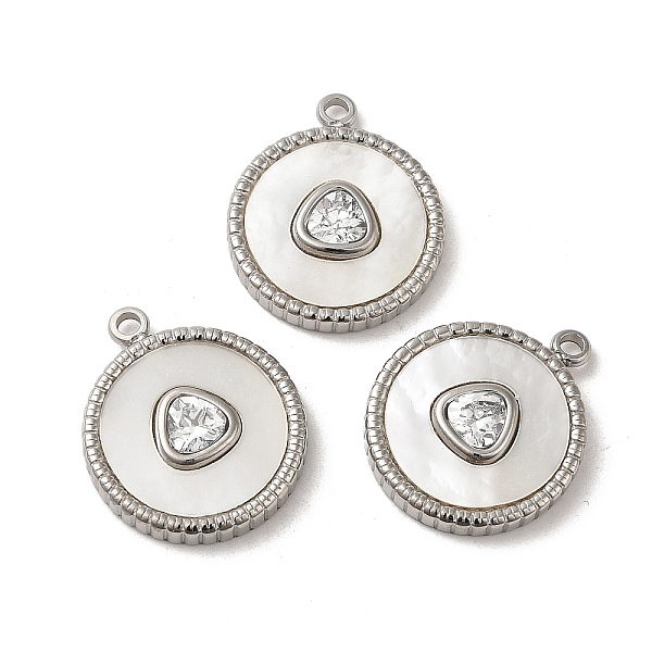 PandaHall 304 Stainless Steel Pave Crystal Rhinestone Pendants with Shell, Flat Round with Triangle Charms, Stainless Steel Color..., White
PandaHall 304 Stainless Steel Pave Crystal Rhinestone Pendants with Shell, Flat Round with Triangle Charms, Stainless Steel Color..., White