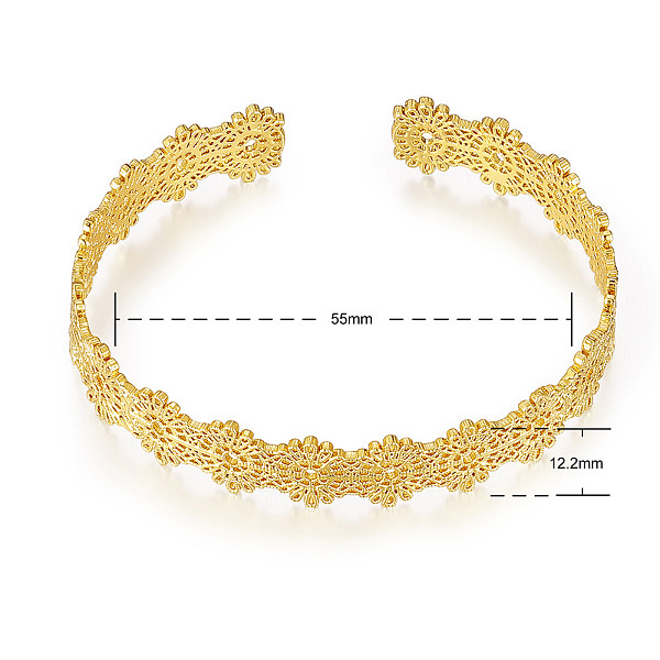 PandaHall SHEGRACE Brass Cuff Bangles, Flower, Golden, Inner Diameter: 5.5cm(2.16inch) Brass
PandaHall SHEGRACE Brass Cuff Bangles, Flower, Golden, Inner Diameter: 5.5cm(2.16inch) Brass