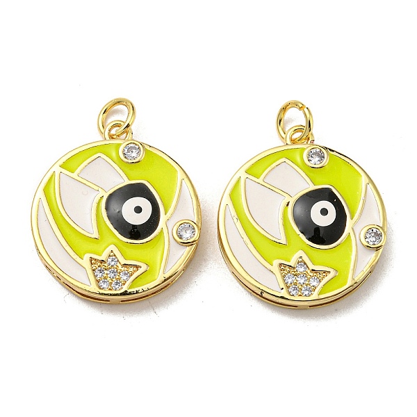 PandaHall Real 18K Gold Plated Brass Pendants, with Cubic Zirconia and Enamel, Flat Round with Evil Eye Charms, Green Yellow, 21x18.5x4mm...
PandaHall Real 18K Gold Plated Brass Pendants, with Cubic Zirconia and Enamel, Flat Round with Evil Eye Charms, Green Yellow, 21x18.5x4mm...