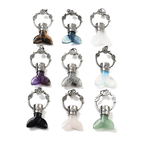 PandaHall Natural & Synthetic Mixed Gemstone Whale Tail Big Pendants, Rack Plating Antique Silver Plated Alloy Fish Ring Charms, Cadmium...
PandaHall Natural & Synthetic Mixed Gemstone Whale Tail Big Pendants, Rack Plating Antique Silver Plated Alloy Fish Ring Charms, Cadmium...
