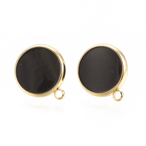 PandaHall Brass Stud Earring Findings, with Enamel and Loop, Flat Round, Nickel Free, Real 18K Gold Plated, Black, 16.5x14mm, Hole: 1.5mm...
PandaHall Brass Stud Earring Findings, with Enamel and Loop, Flat Round, Nickel Free, Real 18K Gold Plated, Black, 16.5x14mm, Hole: 1.5mm...