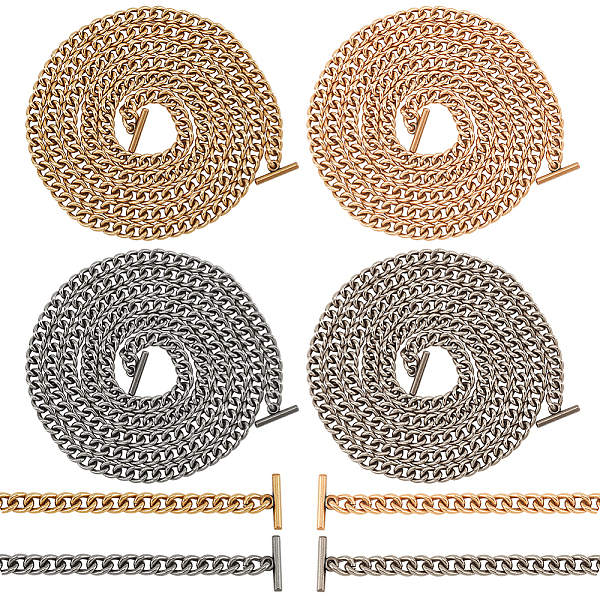 PandaHall 4Pcs 4 Colors Zinc Alloy Curb Chain Bag Straps, with T-Bar Clasp, Mixed Color, 122x0.75cm, 1pc/color Alloy
PandaHall 4Pcs 4 Colors Zinc Alloy Curb Chain Bag Straps, with T-Bar Clasp, Mixed Color, 122x0.75cm, 1pc/color Alloy