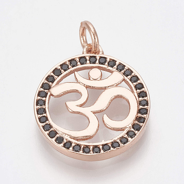 PandaHall Brass Micro Pave Cubic Zirconia Pendants, with Jump Rings, Flat Round with Om Symbol, Black, Rose Gold, 17.5x15x2mm, Hole: 3mm...
PandaHall Brass Micro Pave Cubic Zirconia Pendants, with Jump Rings, Flat Round with Om Symbol, Black, Rose Gold, 17.5x15x2mm, Hole: 3mm...