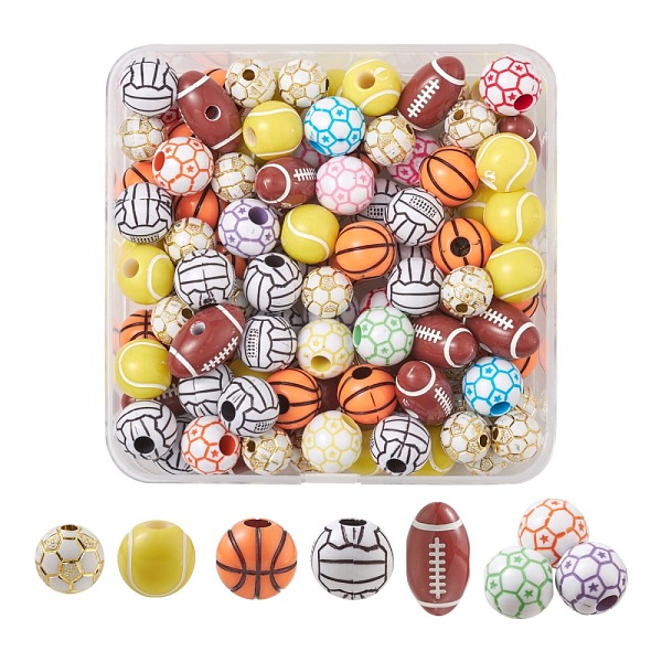 PandaHall 114Pcs 6 Style Acrylic Beads, Opaque & Craft & Plating Acrylic Beads Set, Rugby & Basketball & Volleyball & Football & Tennis..., Multicolor
PandaHall 114Pcs 6 Style Acrylic Beads, Opaque & Craft & Plating Acrylic Beads Set, Rugby & Basketball & Volleyball & Football & Tennis..., Multicolor