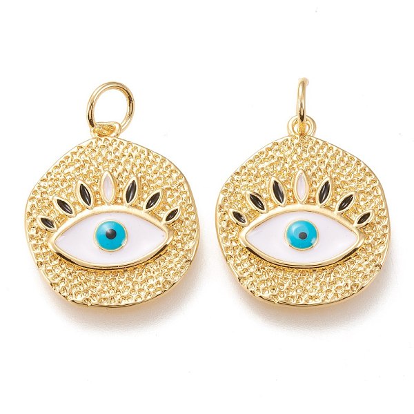 PandaHall Brass Pendants, with Enamel and Jump Rings, Long-Lasting Plated, Flat Round with Eye, White, Golden, 22.5x19x2mm, Hole: 4.4mm...
PandaHall Brass Pendants, with Enamel and Jump Rings, Long-Lasting Plated, Flat Round with Eye, White, Golden, 22.5x19x2mm, Hole: 4.4mm...