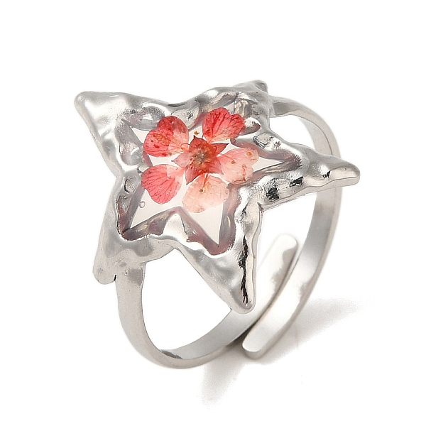 PandaHall 304 Stainless Steel Open Cuff Ring, Star Epoxy Resin and Dried Flower Ring for Women, Stainless Steel Color, 18.5mm, Inner..., Red
PandaHall 304 Stainless Steel Open Cuff Ring, Star Epoxy Resin and Dried Flower Ring for Women, Stainless Steel Color, 18.5mm, Inner..., Red